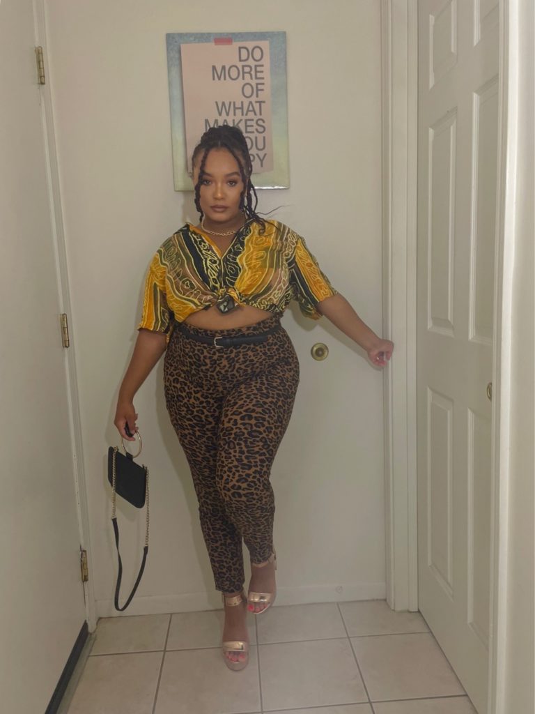 mix prints and patterns outfit leopard